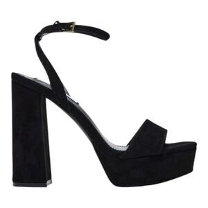 Steve Madden Lessa Sandals Platform Chunky Heel Shoes 10M Black Suede HoCo Prom